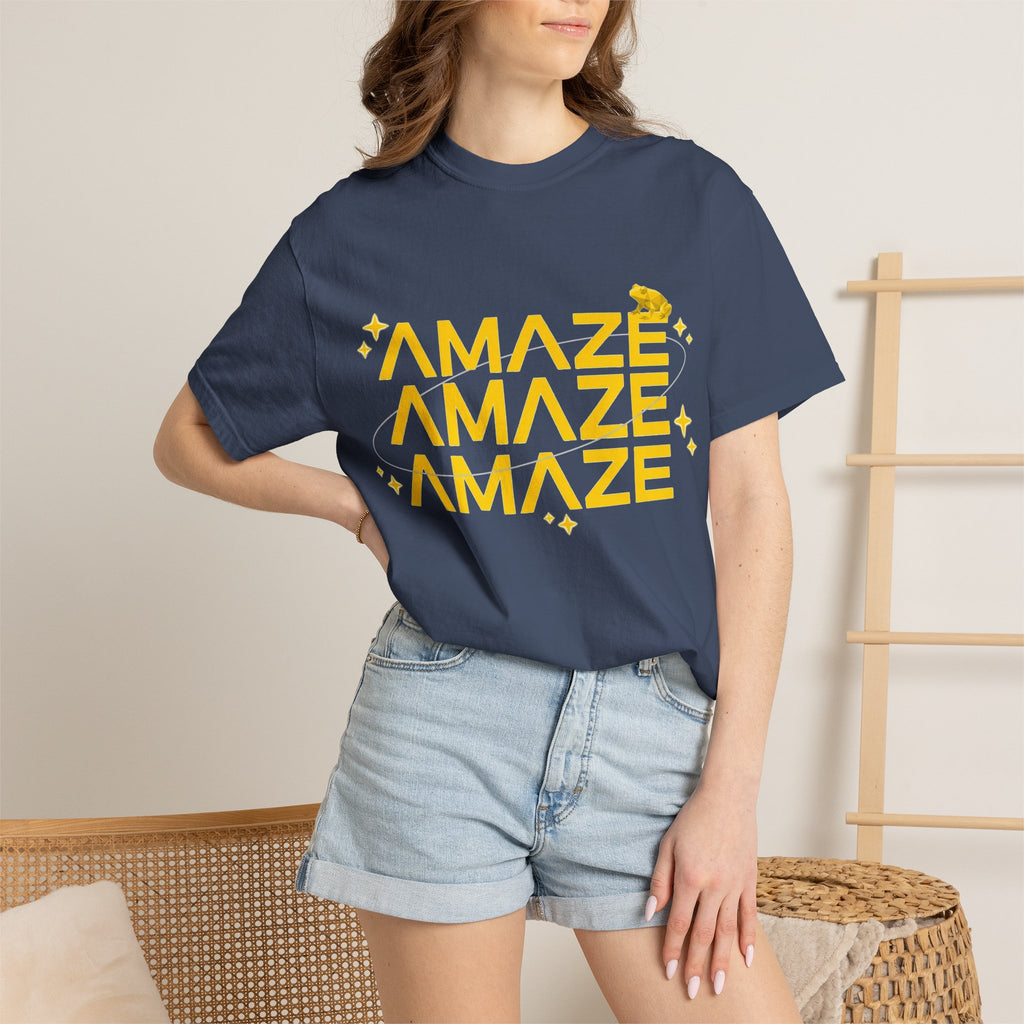 Amaze Amaze Amaze Shirt, Retro Stacked Type Tee, Tiny Frog Graphic Shirt, Funny Minimal Gift