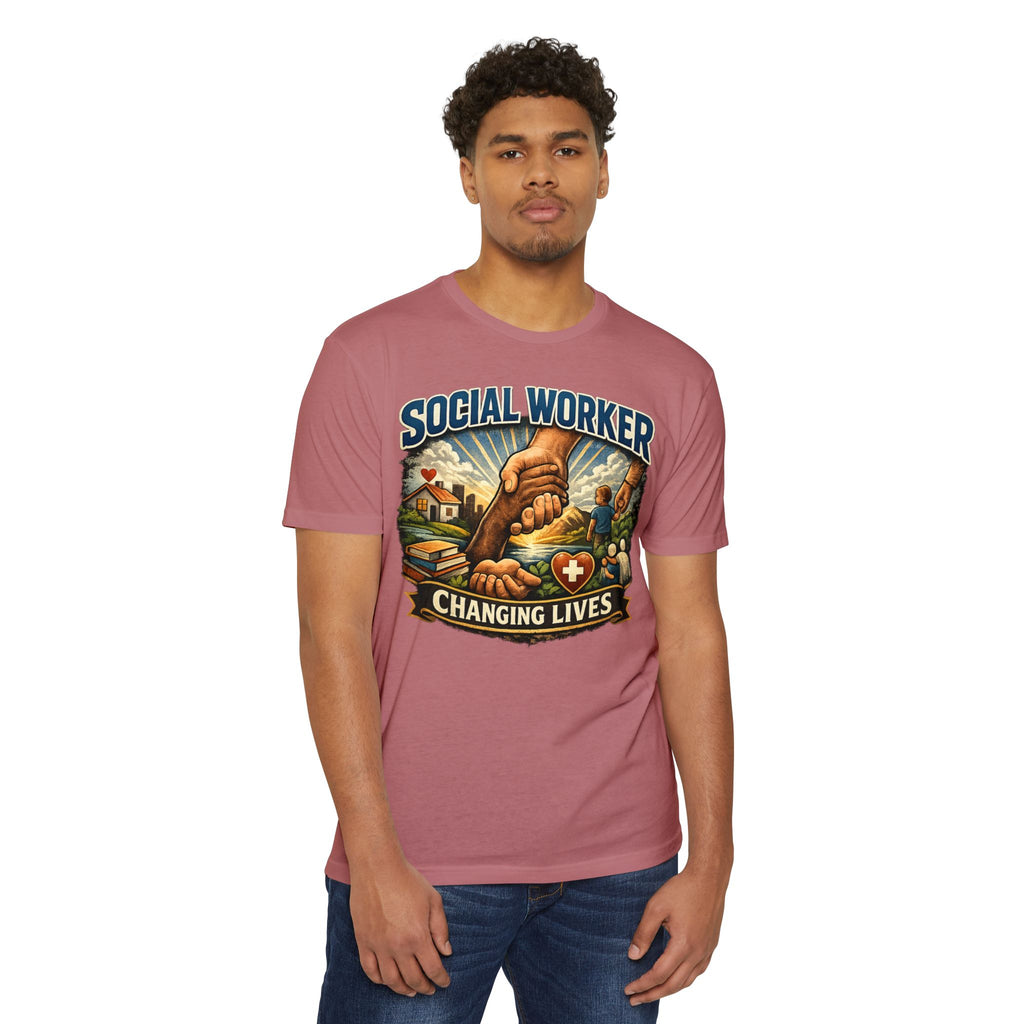 Social Worker T-Shirt — "Changing Lives" Graphic Tee for Caregivers & Advocates