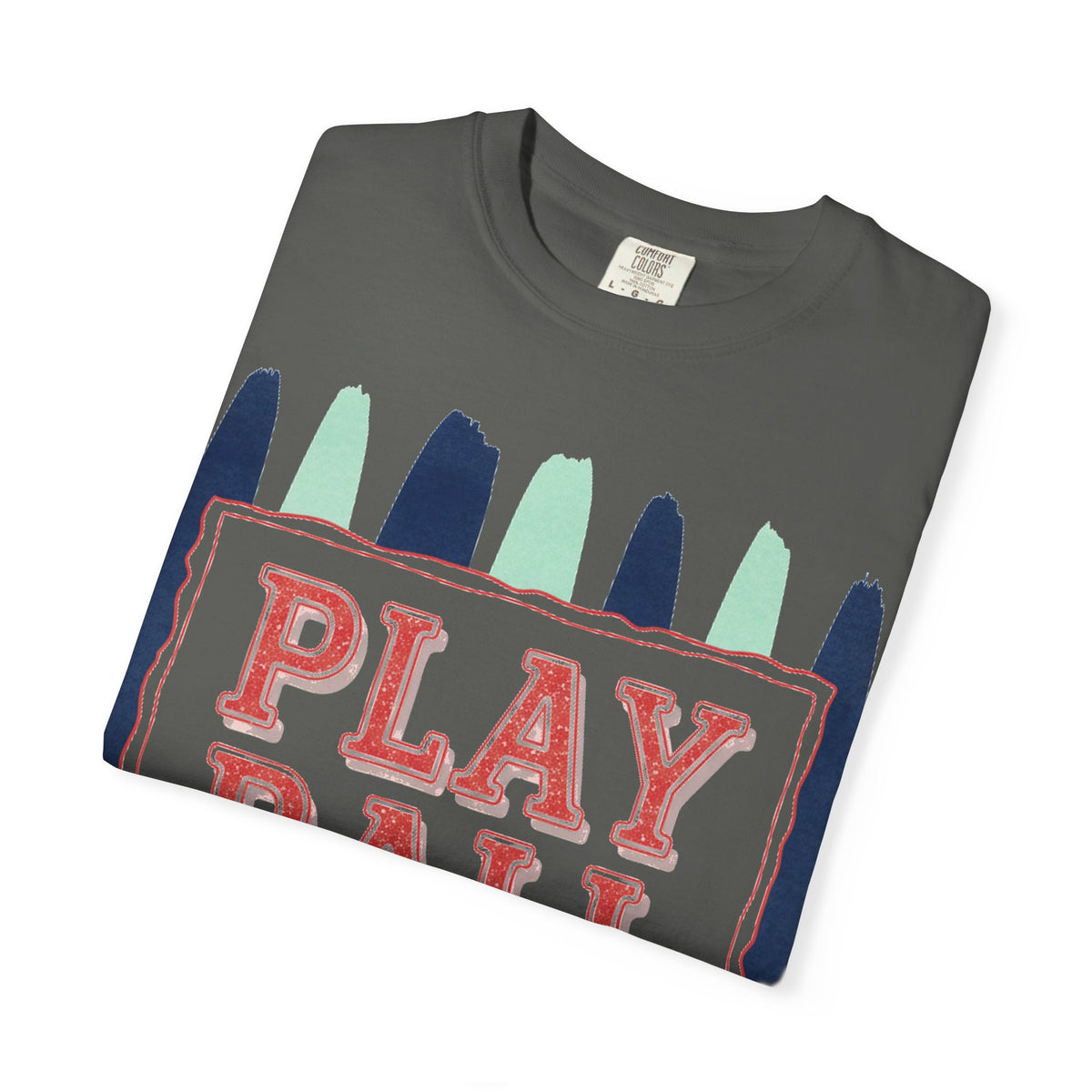 Play Ball Tall Stripe Shirt, Painted Baseball Panel Tee, Game Day Baseball Shirt, Sports Mom Gift