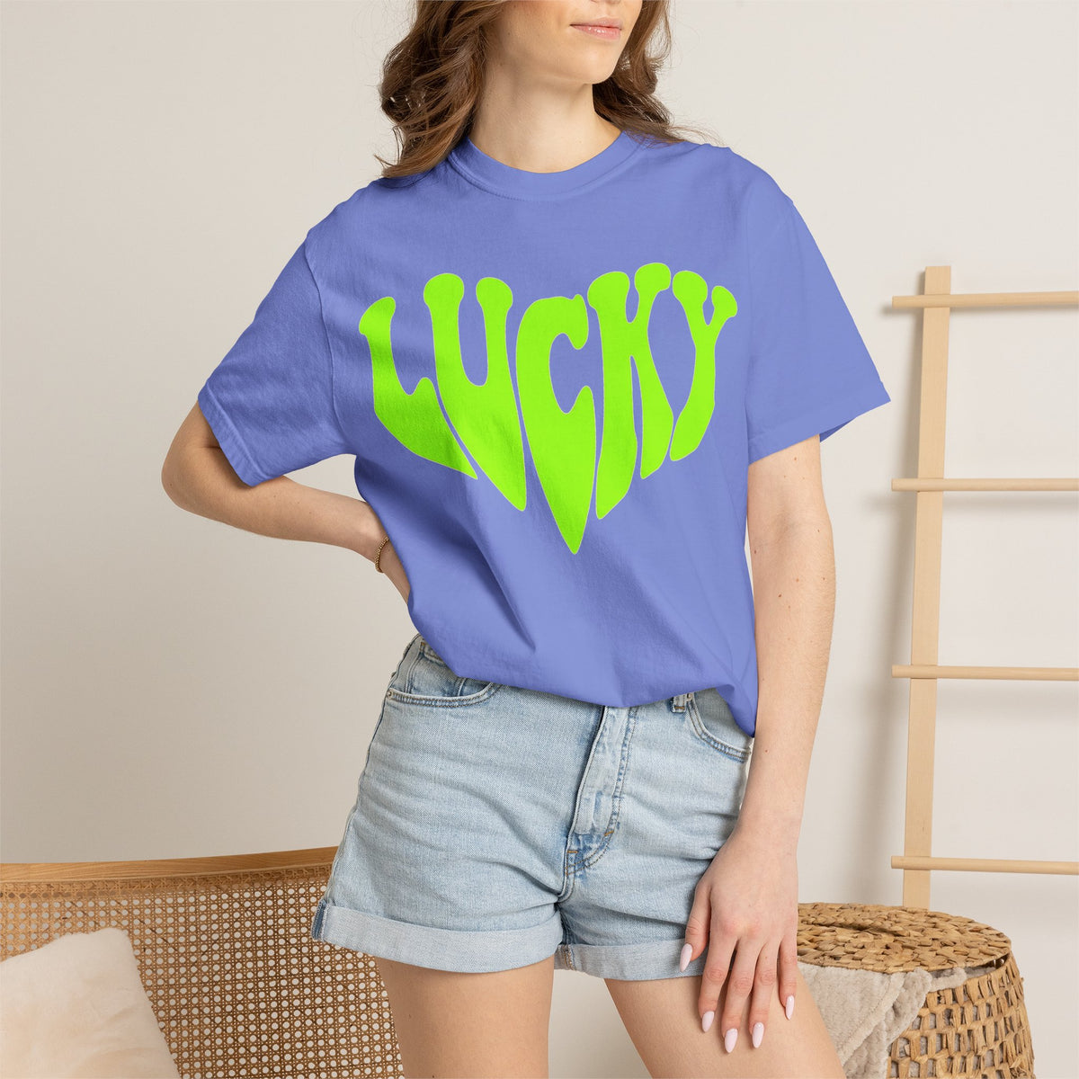 Lucky Melting Letters Shirt, Neon Green Trippy Tee, Psychedelic St Patricks Shirt, Festival Gift