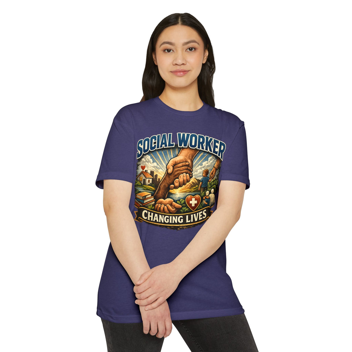 Social Worker T-Shirt — "Changing Lives" Graphic Tee for Caregivers & Advocates