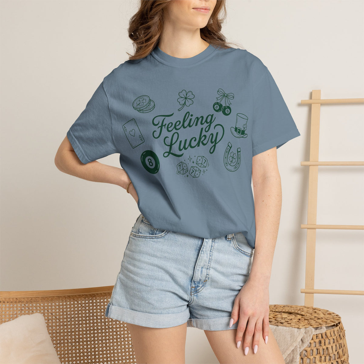 Feeling Lucky Shirt, St Patricks Day Charms Tee, Green Clover Dice Shirt, Lucky Charm Gift