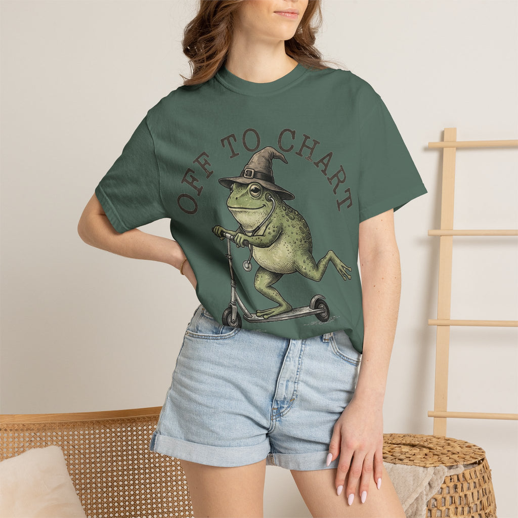 Off To Chart Bold Shirt, Engraved Frog Nurse Scooter Tee, Funny Night Shift Shirt, Nurse Gift