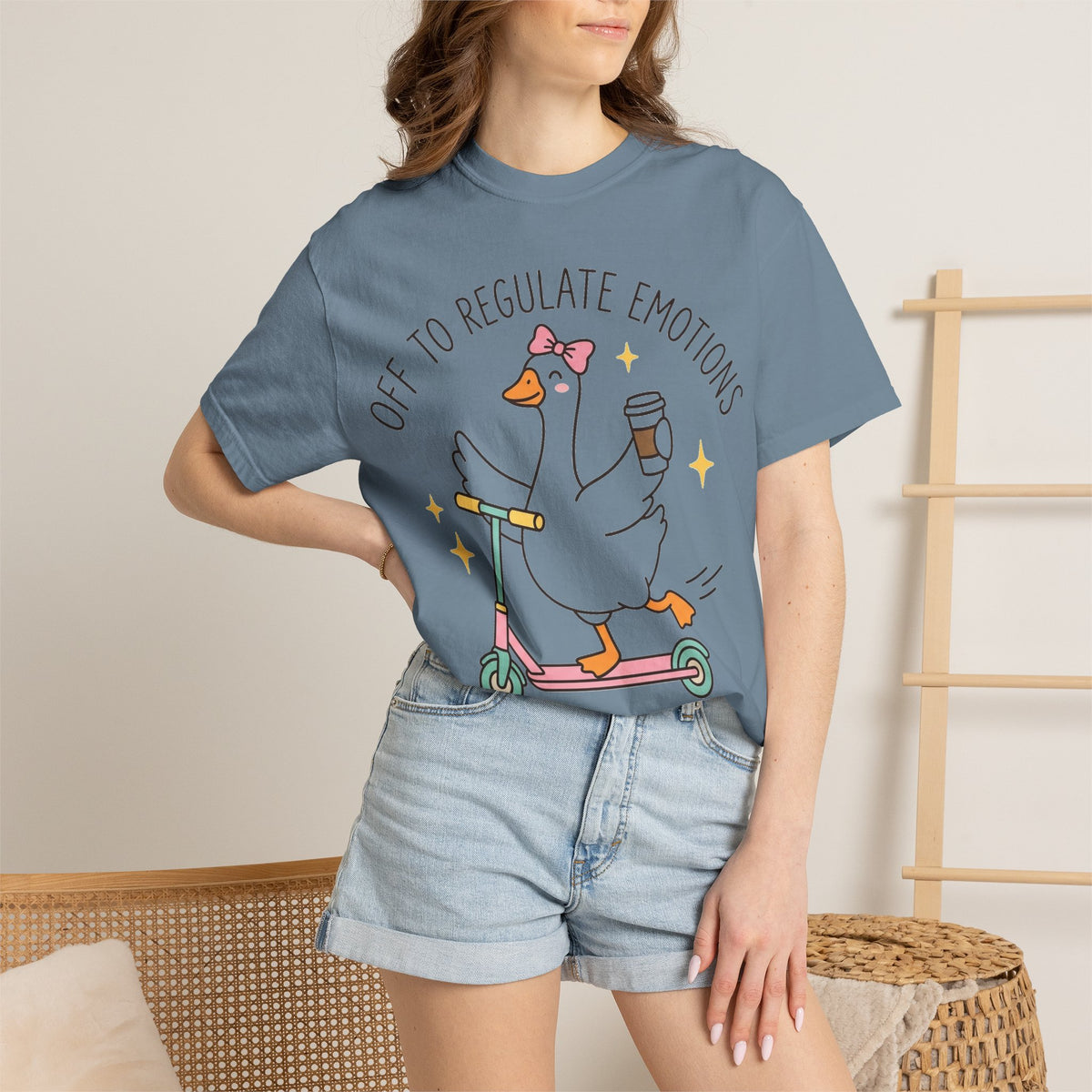 Off To Regulate Emotions Shirt, Funny Therapy Goose Scooter Tee, Mental Health Humor Shirt, Therapist Gift