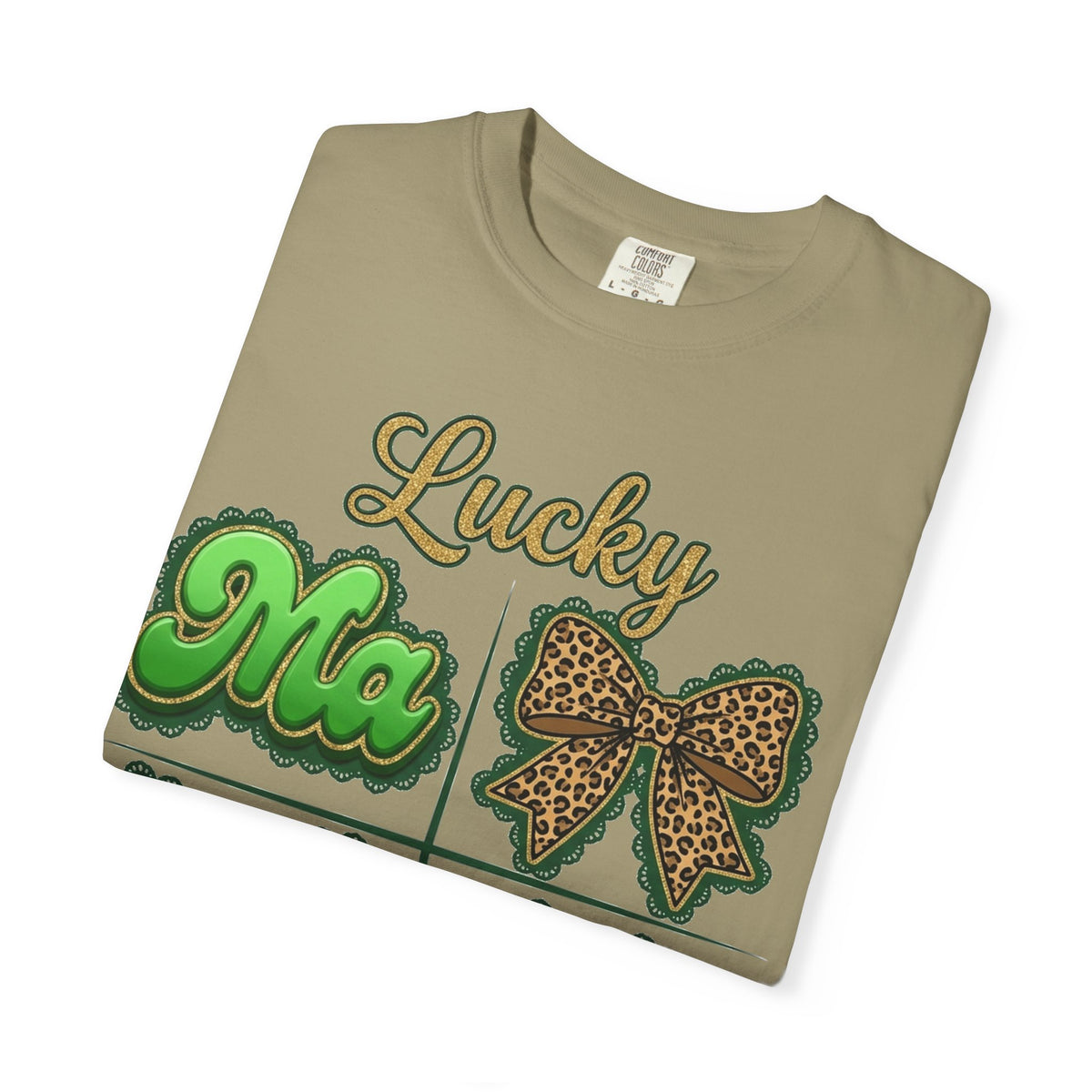 Lucky Mama Shirt, St Patricks Day Leopard Bow Tee, Green Glitter Mama Shirt, Irish Mom Gift