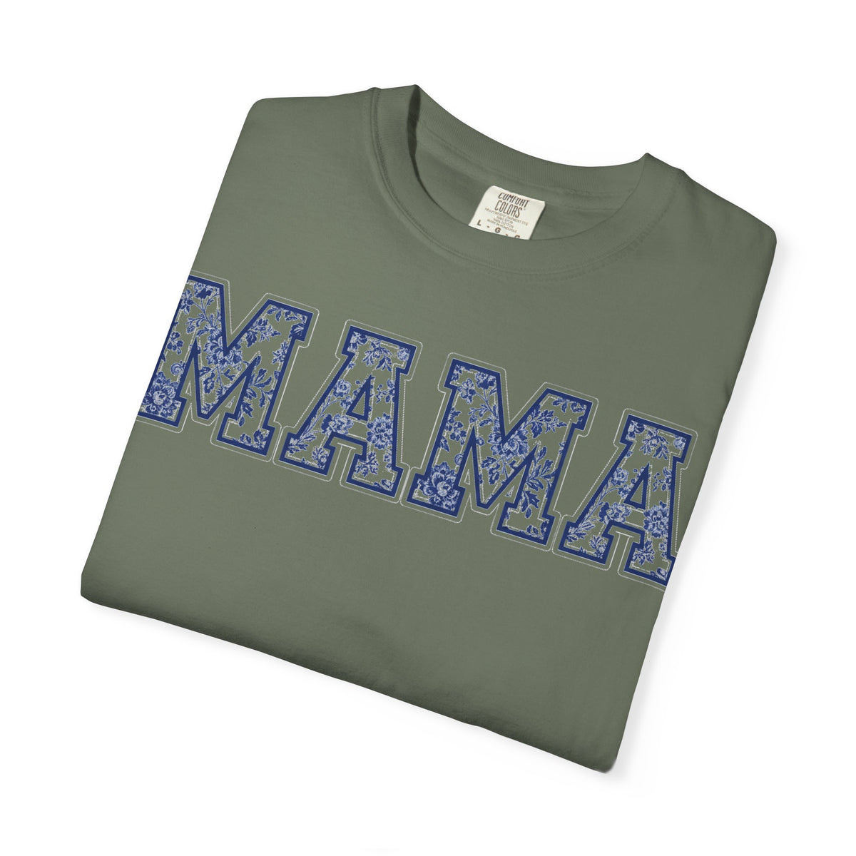 Mama Delft Blue Floral Shirt, Toile Varsity Applique Tee, Grandmillennial Mom Shirt, Mothers Day Gift