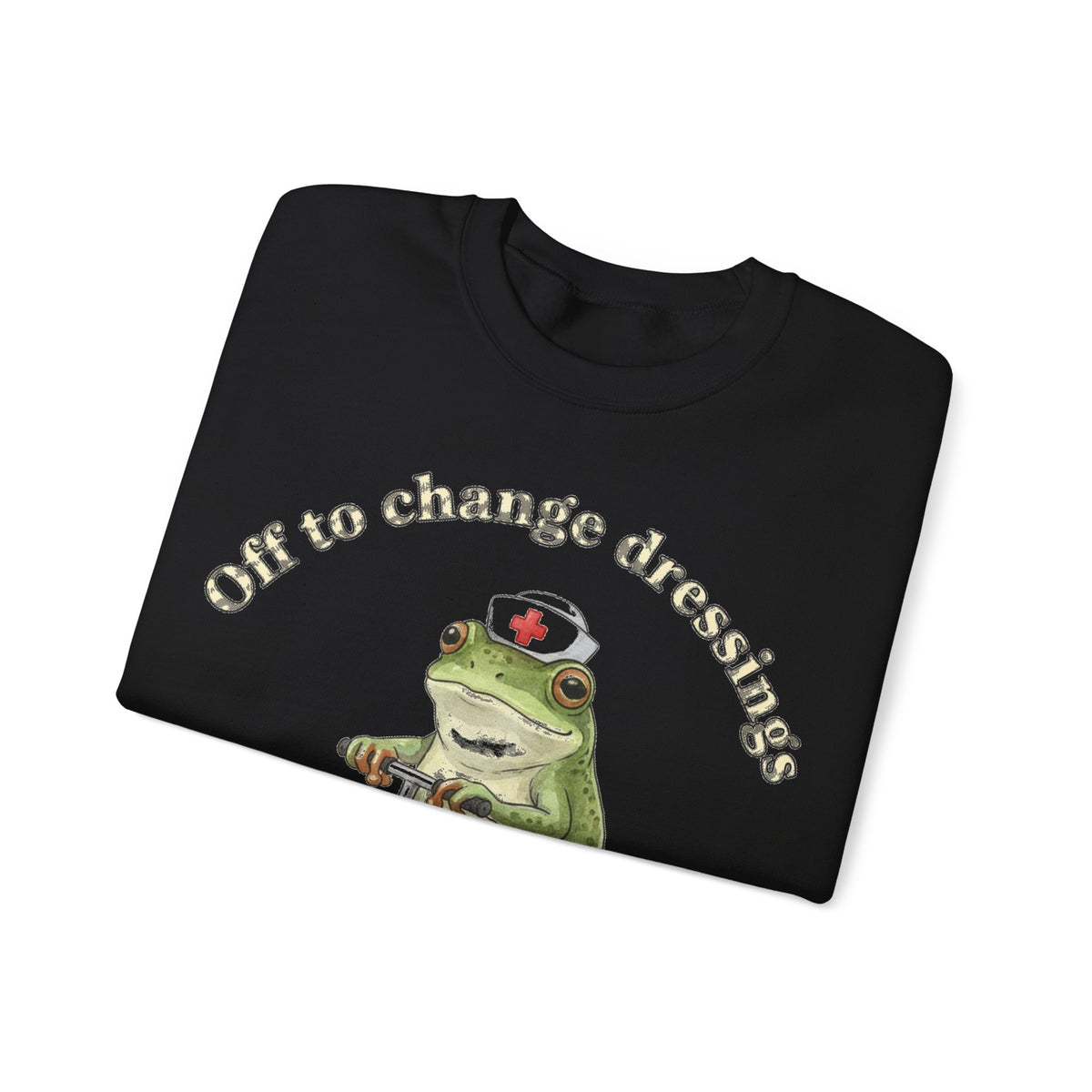 Off To Change Dressings Frog Nurse Sweatshirt, Wound Care Nurse Sweatshirt, Funny Frog Scooter Nurse Gift, Vintage RN Humor Sweatshirt, Scru