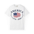 America 1776 2026 Wide Flag Shirt, Patriotic Star Border Tee, Distressed USA Flag Shirt, July 4th Gift