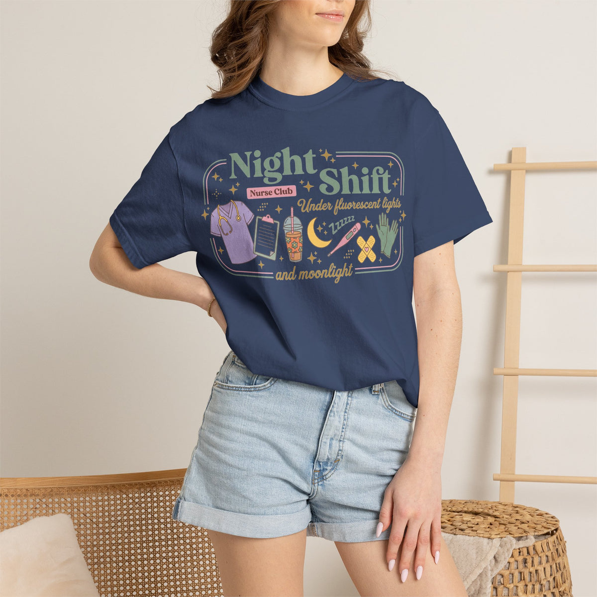 Night Shift Nurse Club Shirt, Under Fluorescent Lights And Moonlight Tee, Cute Night Nurse Shirt, RN Gift