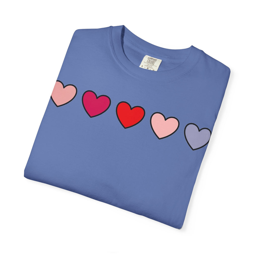 Row Of Hearts Shirt, Minimal Pink Heart Line Tee, Simple Valentine Shirt, Galentines Gift