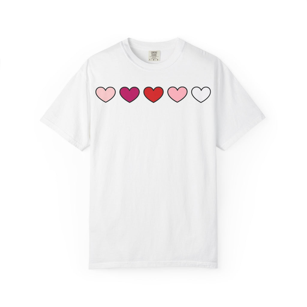 Five Pink Hearts Shirt, Minimal Valentine Heart Row Tee, Pastel Heart Shirt, Valentines Gift