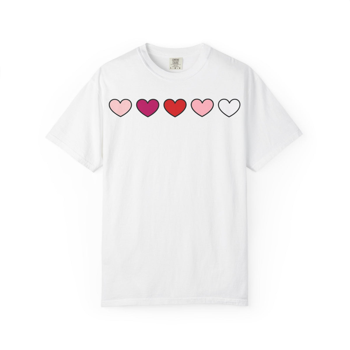 Five Pink Hearts Shirt, Minimal Valentine Heart Row Tee, Pastel Heart Shirt, Valentines Gift