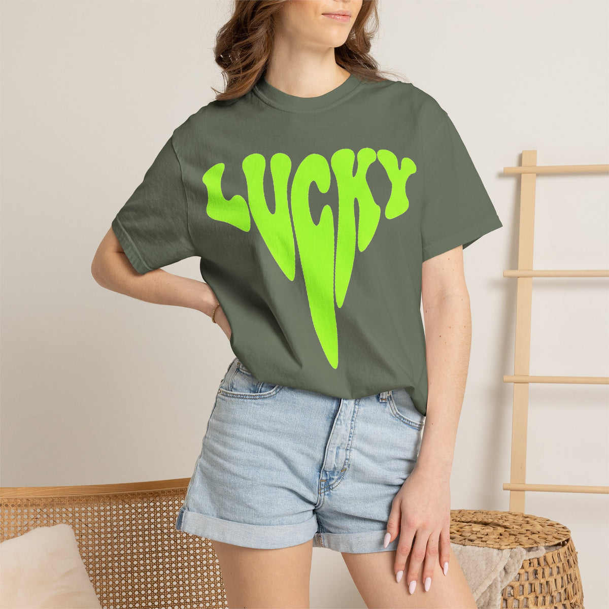 Lucky Drip Shirt, Neon Psychedelic Lettering Tee, Trippy St Patricks Day Shirt, Rave Gift