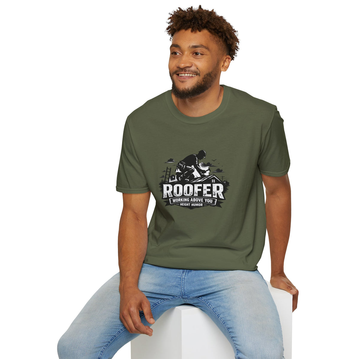 Roofer Working Above You T-Shirt — Vintage Roofer Roofing Crew Tee