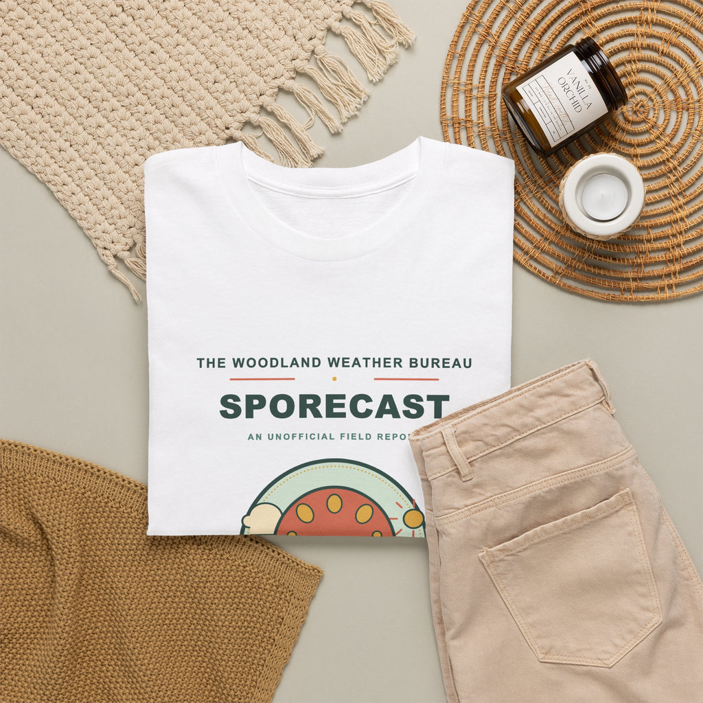 Mushroom Weather Bureau Tee — Sporecast: Mostly Moist