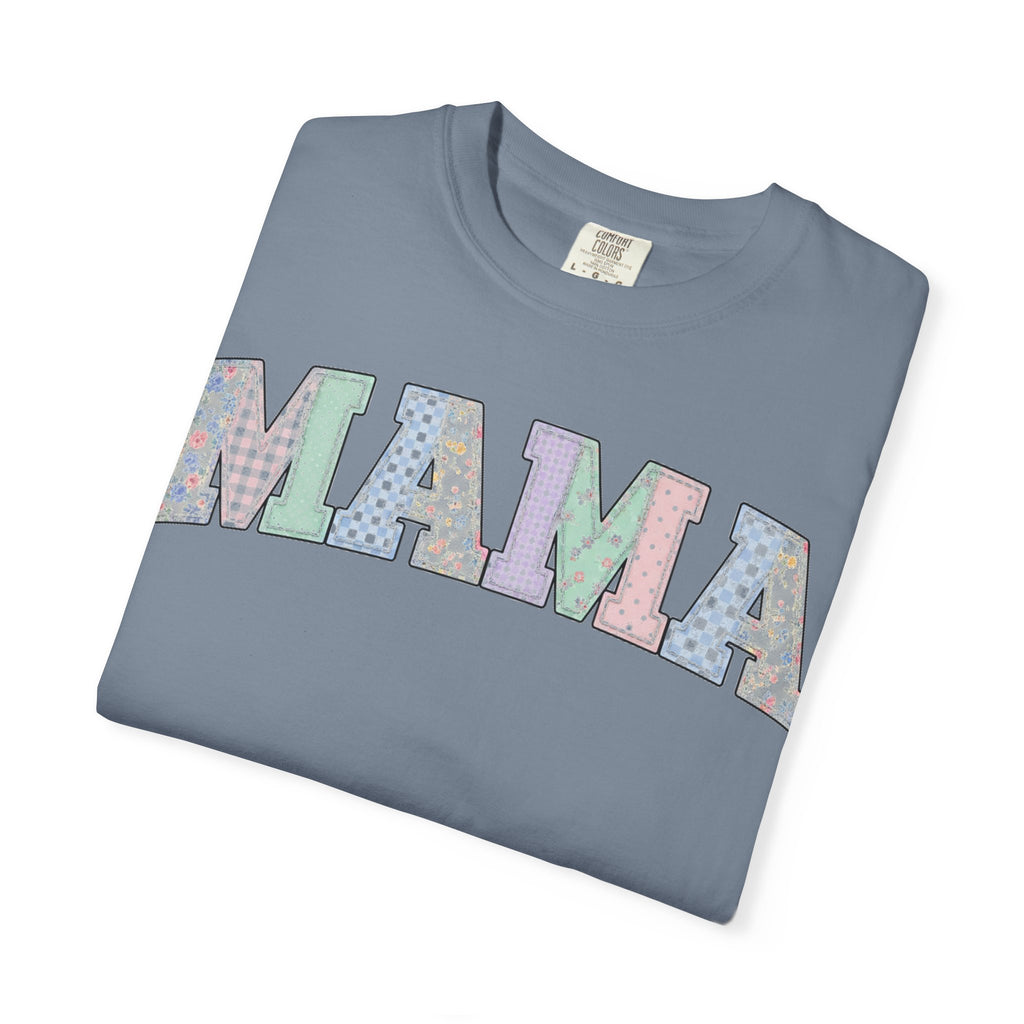 Mama Soft Patchwork Shirt, Small Pastel Applique Tee, Shabby Chic Mama Shirt, Mom Gift
