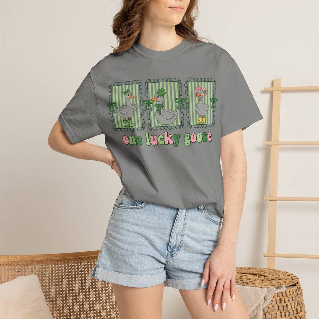 One Lucky Goose Shirt, St Patricks Day Goose Trio Tee, Funny Irish Shirt, Shamrock Gift