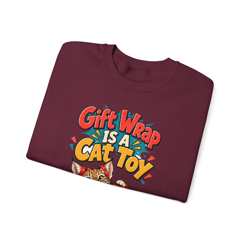 Funny Cat Mom Gift Gift Wrap Is A Cat Toy Sweatshirt, Cat Lover Humor Tee, Christmas Gift for Cat Dad Pet Parent Idea