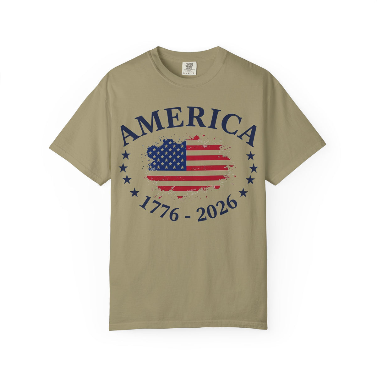 America 1776 2026 Wide Flag Shirt, Patriotic Star Border Tee, Distressed USA Flag Shirt, July 4th Gift