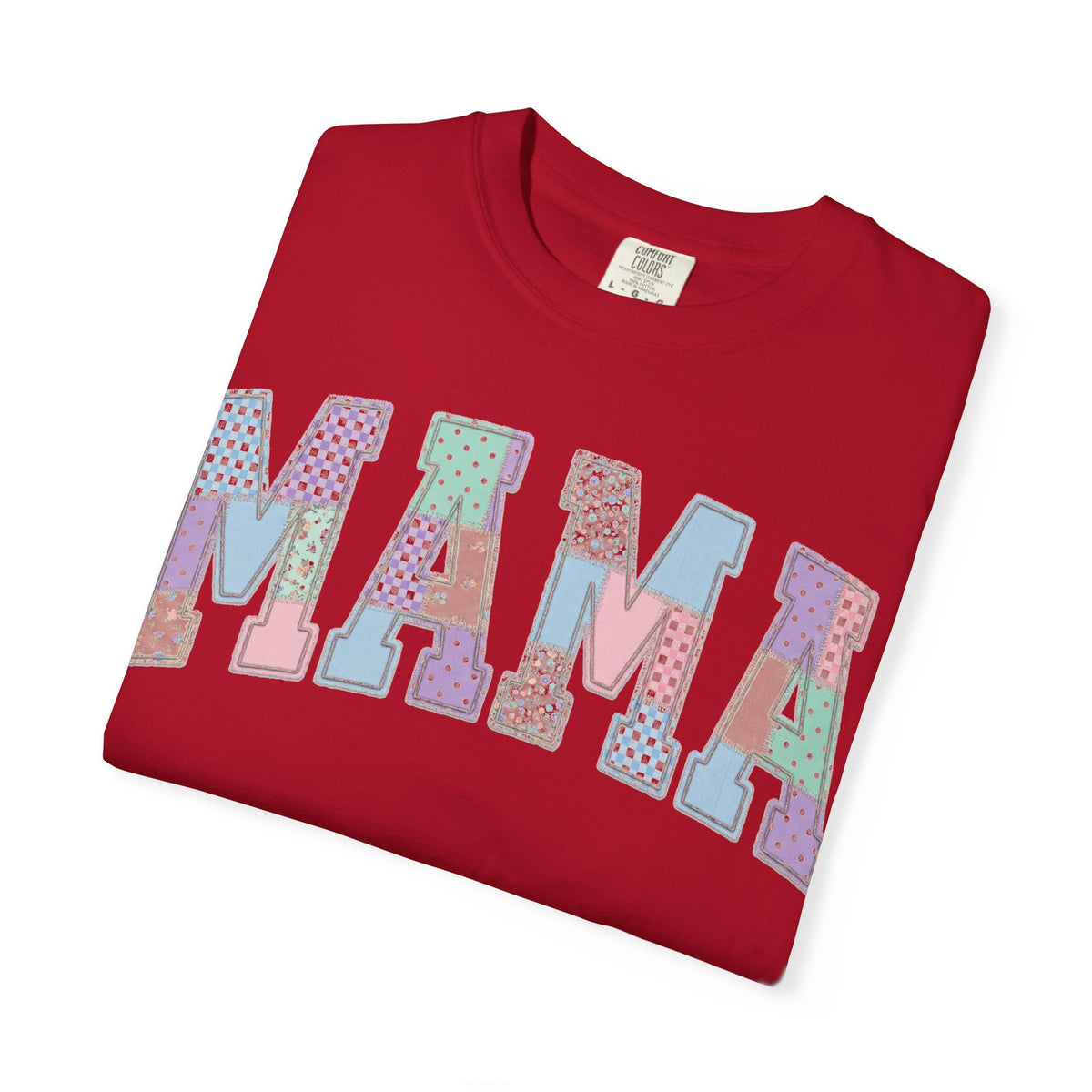 Mama Patchwork Shirt, Pastel Faux Applique Varsity Tee, Shabby Chic Mom Shirt, Mothers Day Gift