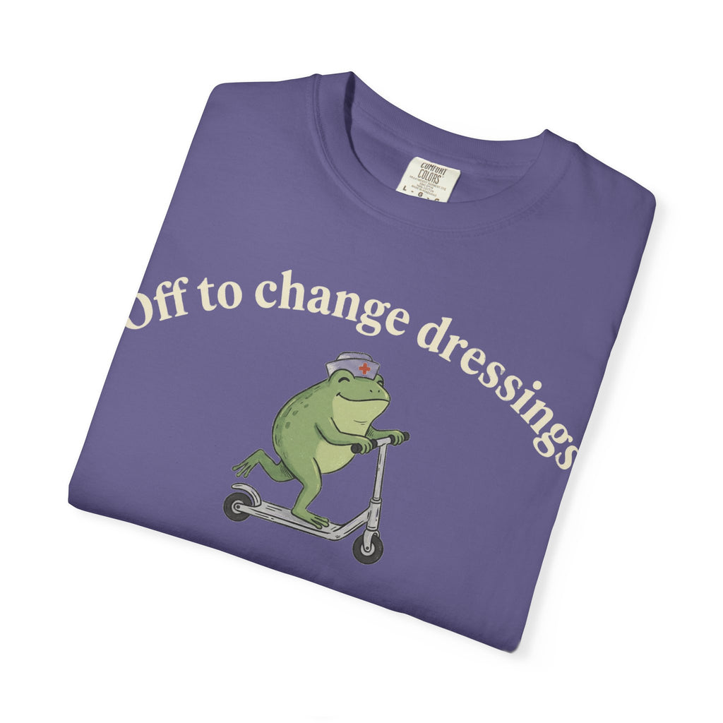 Off To Change Dressings Wide Shirt, Nurse Frog On A Scooter Tee, Funny Wound Care Shirt, RN Gift