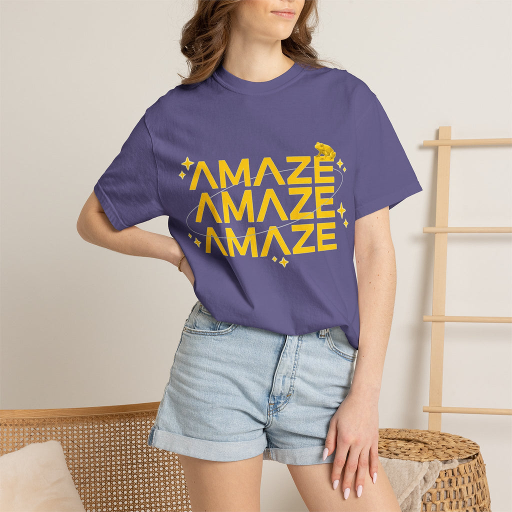 Amaze Amaze Amaze Shirt, Retro Stacked Type Tee, Tiny Frog Graphic Shirt, Funny Minimal Gift