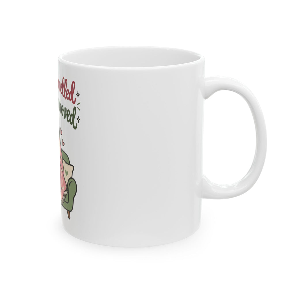 Plans Cancelled Mood Improved Mug, Funny Introvert Gift for Friend, Homebody Christmas Gift, Coffee Mug 11oz 15oz
