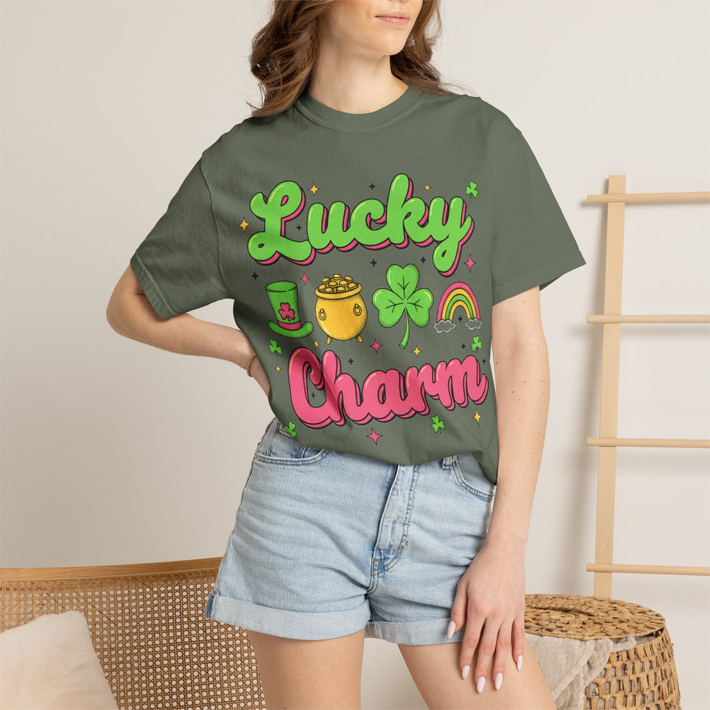 Lucky Charm Pink Shirt, Groovy St Patricks Day Tee, Rainbow Clover Shirt, Irish Gift