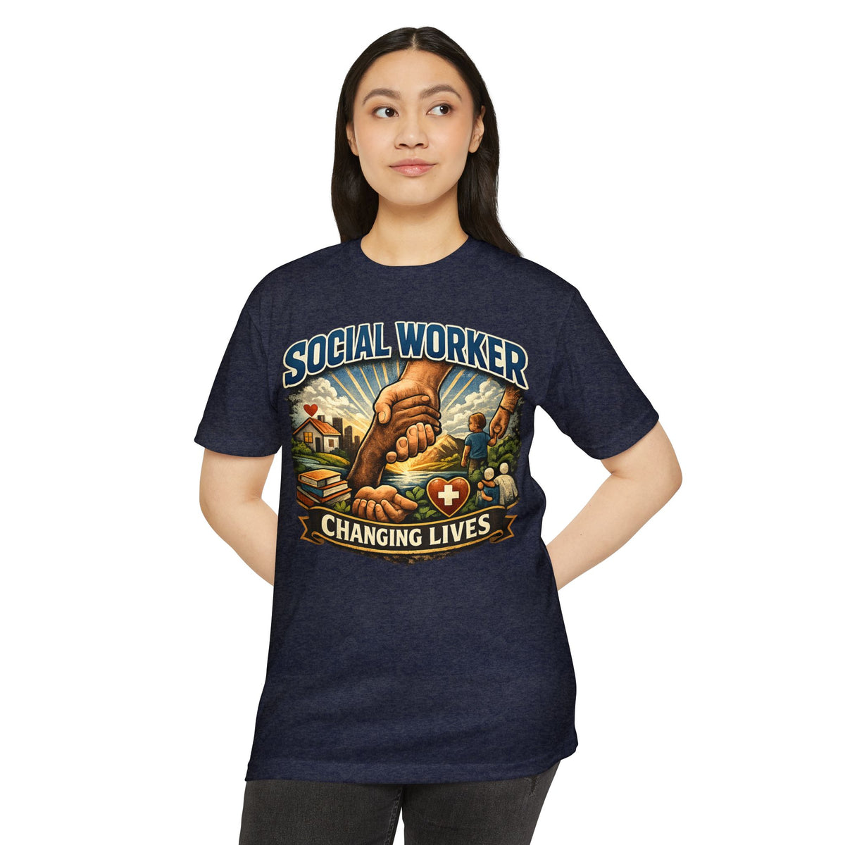 Social Worker T-Shirt — "Changing Lives" Graphic Tee for Caregivers & Advocates