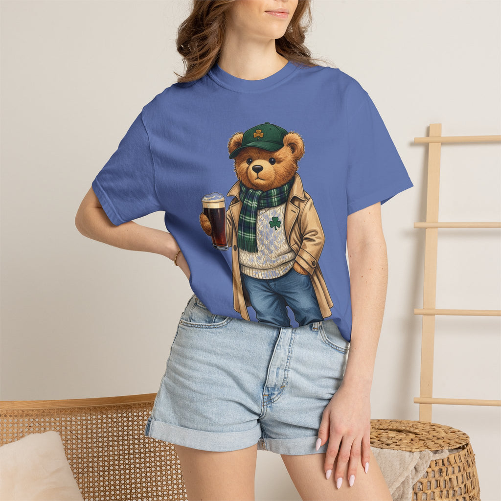Irish Teddy Bear Trench Coat Shirt, Flat Cap Bear Stout Pint Tee, St Patricks Day Shirt, Irish Gift