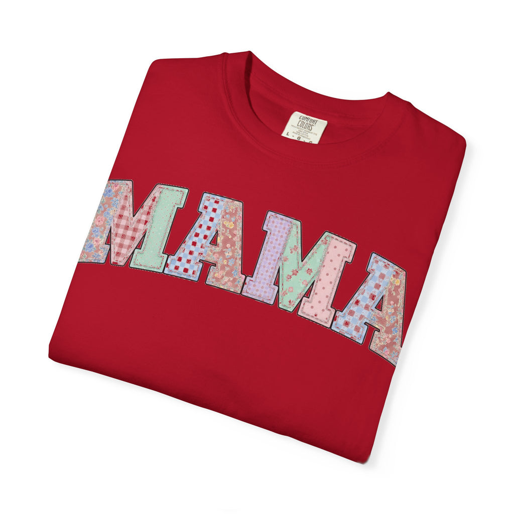 Mama Soft Patchwork Shirt, Small Pastel Applique Tee, Shabby Chic Mama Shirt, Mom Gift