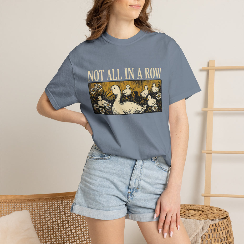 Not All In A Row Gold Panel Shirt, Woodcut Duck Family Tee, Folk Art Duck Shirt, Funny Gift