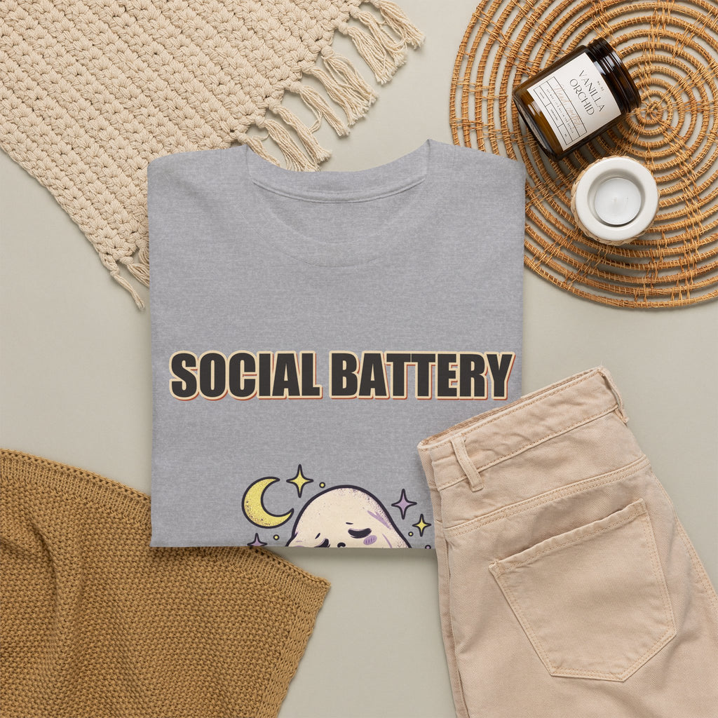 Social Battery 2% & Thriving – Moon Ghost T-Shirt