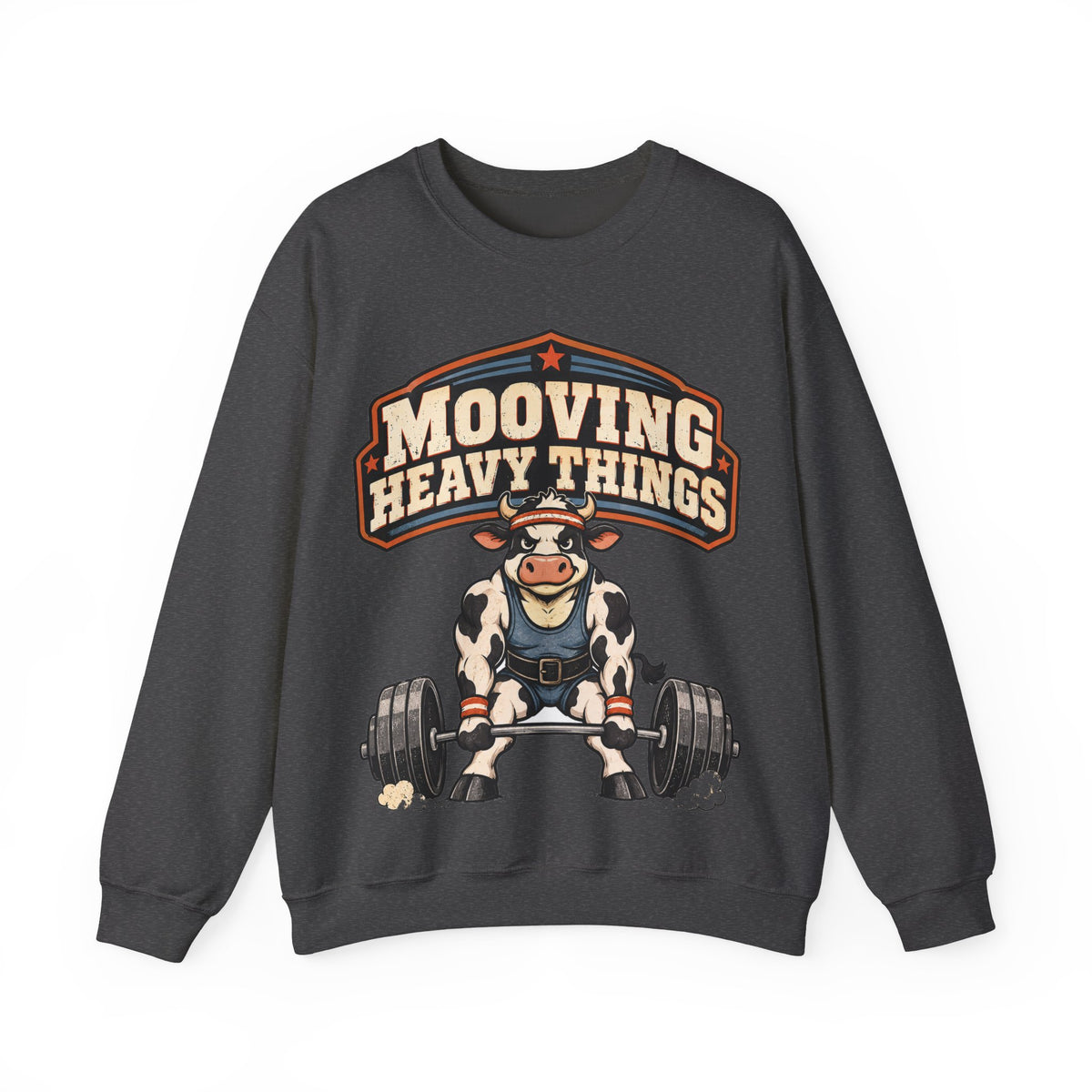Funny Gym Sweatshirt Mooving Heavy Things | Cow Weightlifting Sweatshirt | Funny Workout Sweatshirt | Gym Lover Gift