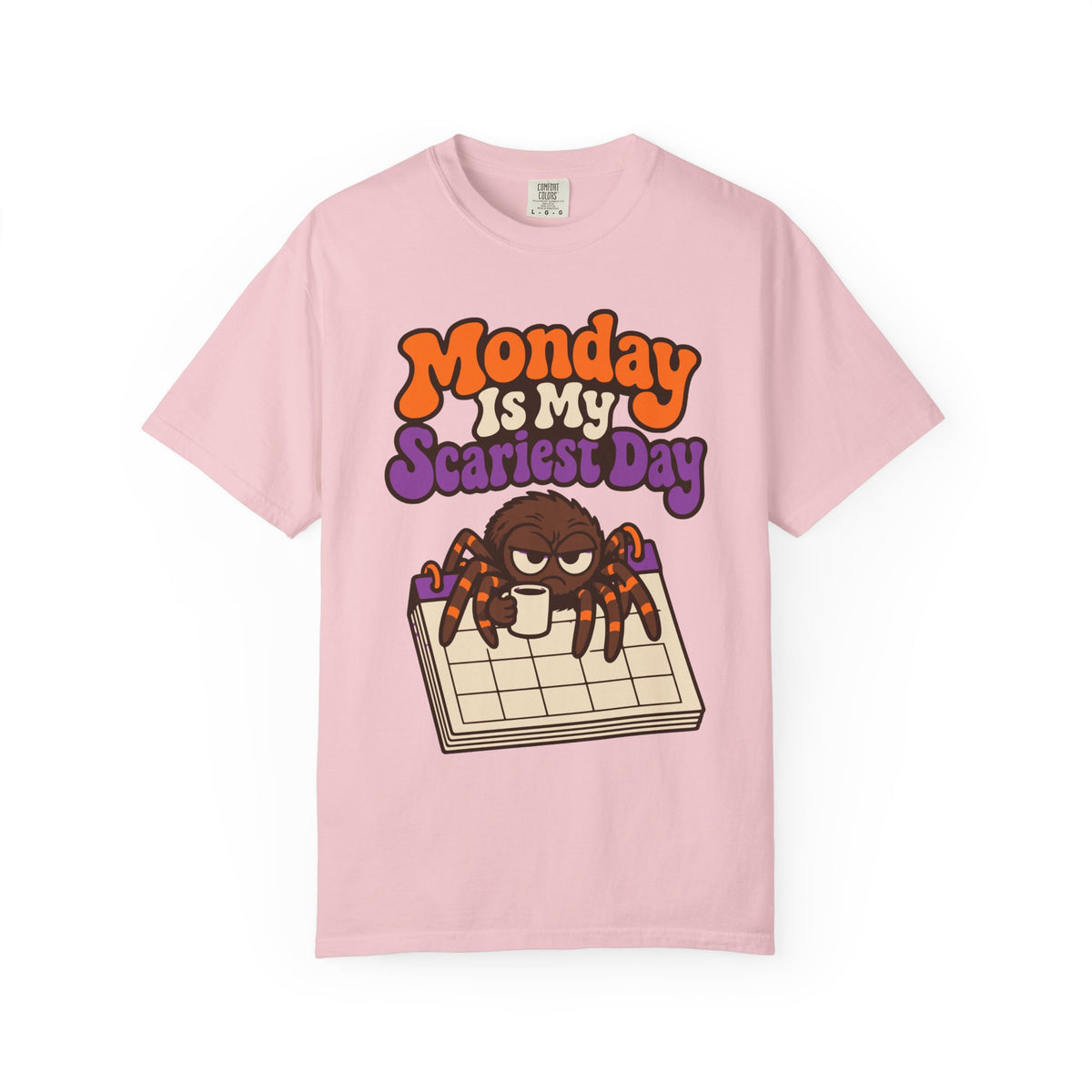 Monday Is My Scariest Day Halloween Shirt, Funny Spider Coffee Tee, Retro Spooky Humor