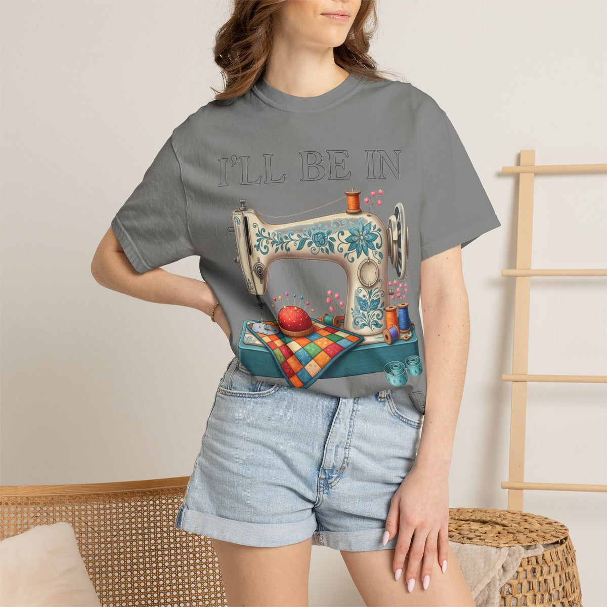 I'll Be In My Office Cream Sewing Machine Shirt, Quilter Humor Tee, Vintage Seamstress Shirt, Sewing Gift