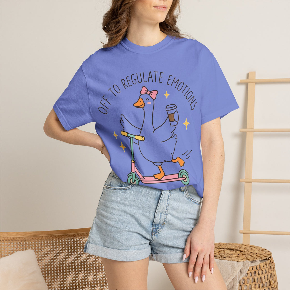 Off To Regulate Emotions Shirt, Funny Therapy Goose Scooter Tee, Mental Health Humor Shirt, Therapist Gift
