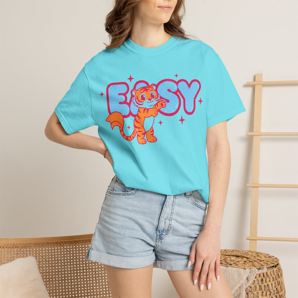 Easy Tiger Centre Cub Shirt, Y2K Retro Bubble Tiger Tee, Pink Sparkle Shirt, Funny Flirty Gift