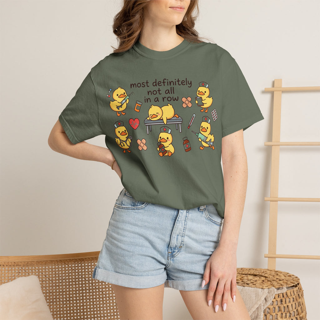 Most Definitely Not All In A Row Wide Shirt, Nurse Duckling Chaos Tee, Funny RN Shirt, Nurse Gift