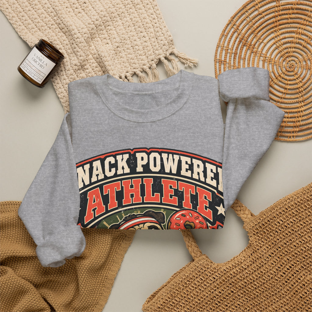 funny gym Sweatshirt Snack Powered Athlete Sweatshirt, Funny Workout Graphic Sweatshirt,