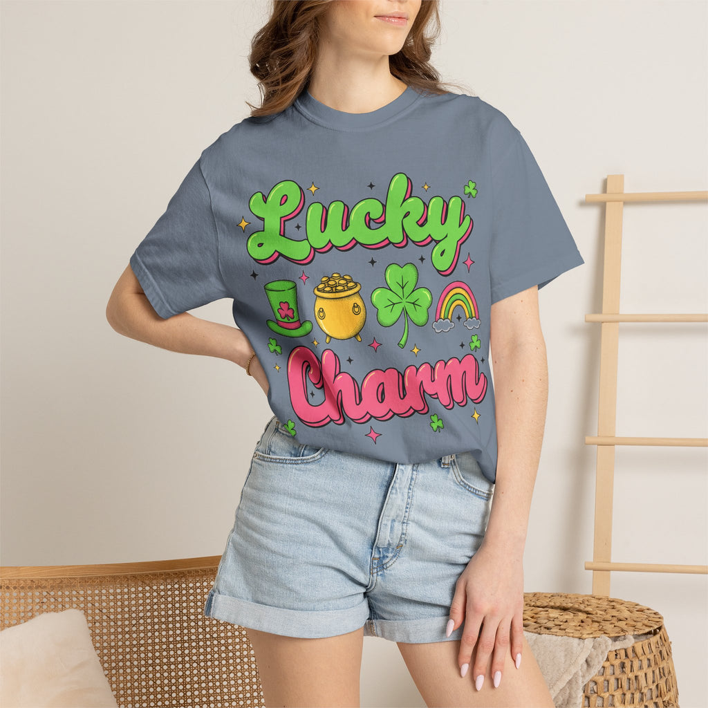 Lucky Charm Pink Shirt, Groovy St Patricks Day Tee, Rainbow Clover Shirt, Irish Gift