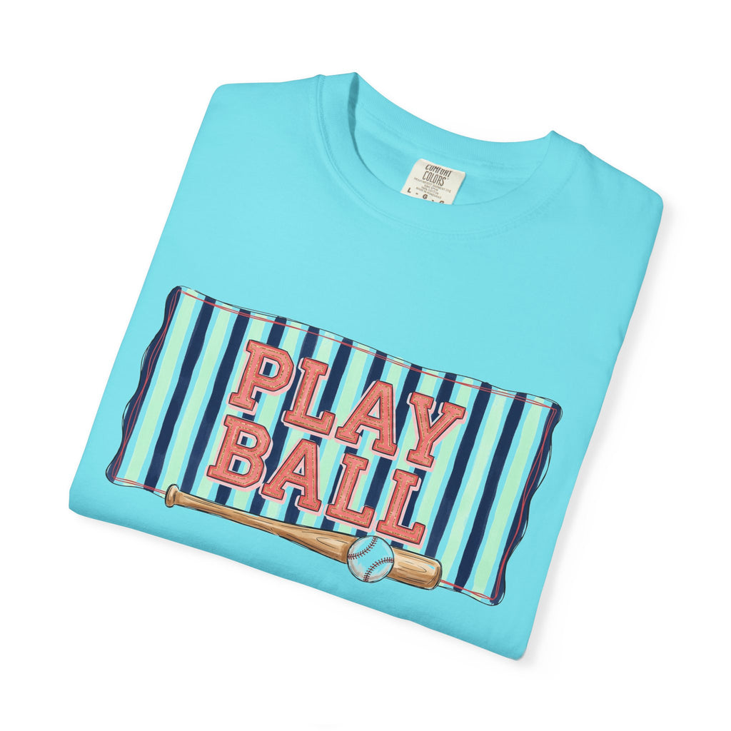 Play Ball Wide Stripe Shirt, Baseball Bat And Ball Tee, Vintage Game Day Shirt, Baseball Mom Gift