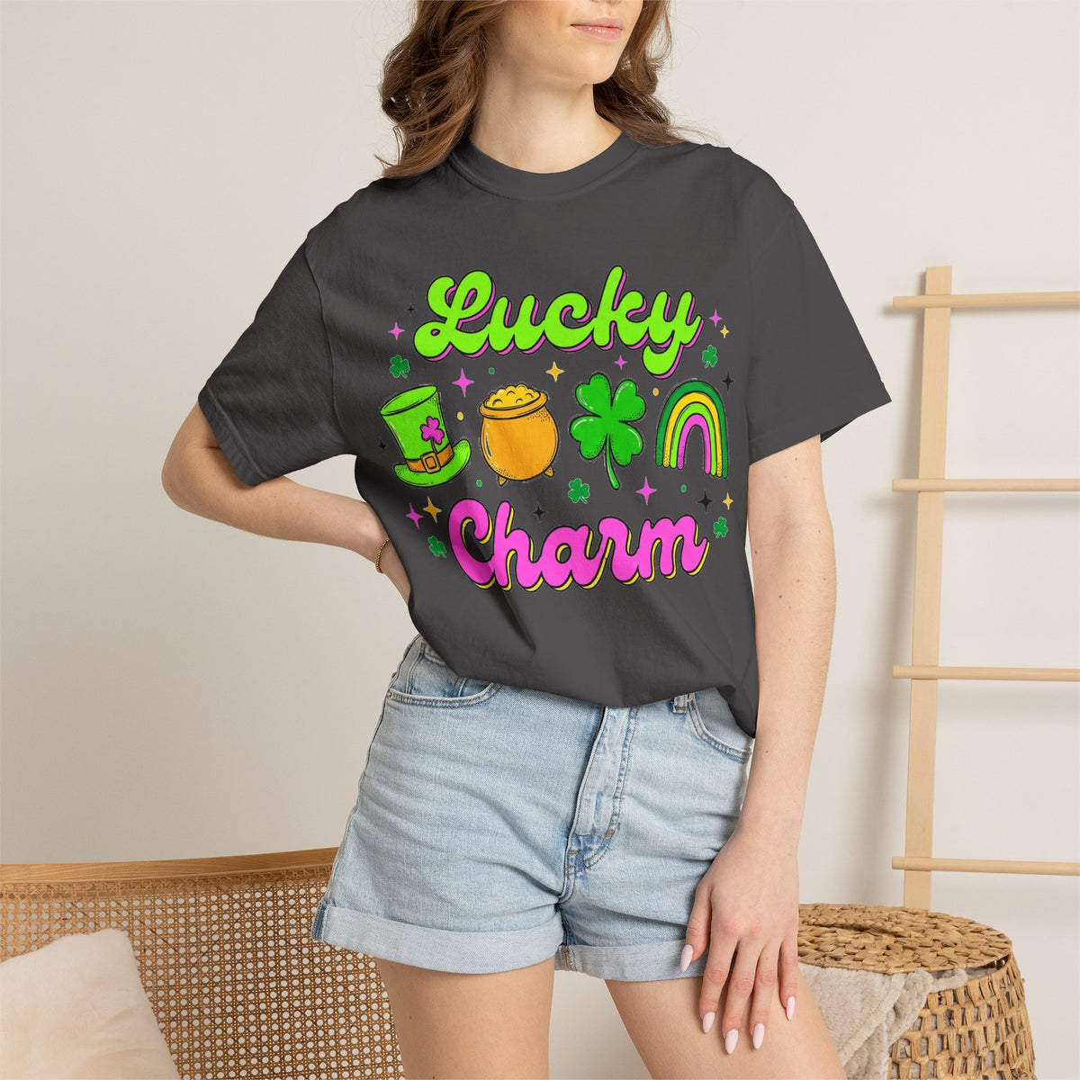 Lucky Charm Shirt, Retro St Patricks Day Doodle Tee, Pot Of Gold Rainbow Shirt, Irish Gift
