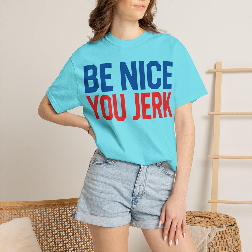 Be Nice You Jerk Shirt, Funny Sarcastic Quote Tee, Bold Retro Typography Shirt, Snarky Gift