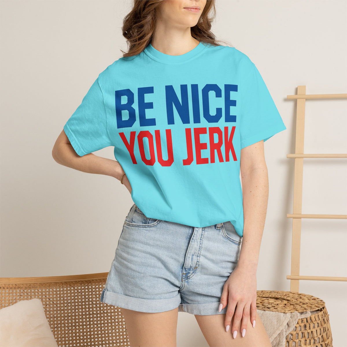 Be Nice You Jerk Shirt, Funny Sarcastic Quote Tee, Bold Retro Typography Shirt, Snarky Gift