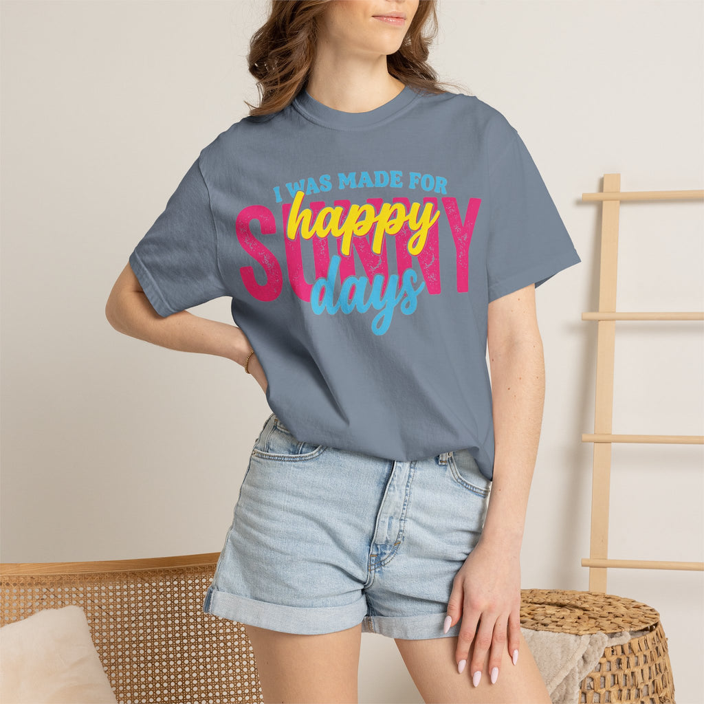 Happy Sunny Days Wide Shirt, Retro Layered Type Summer Tee, Bright Vacation Shirt, Summer Gift