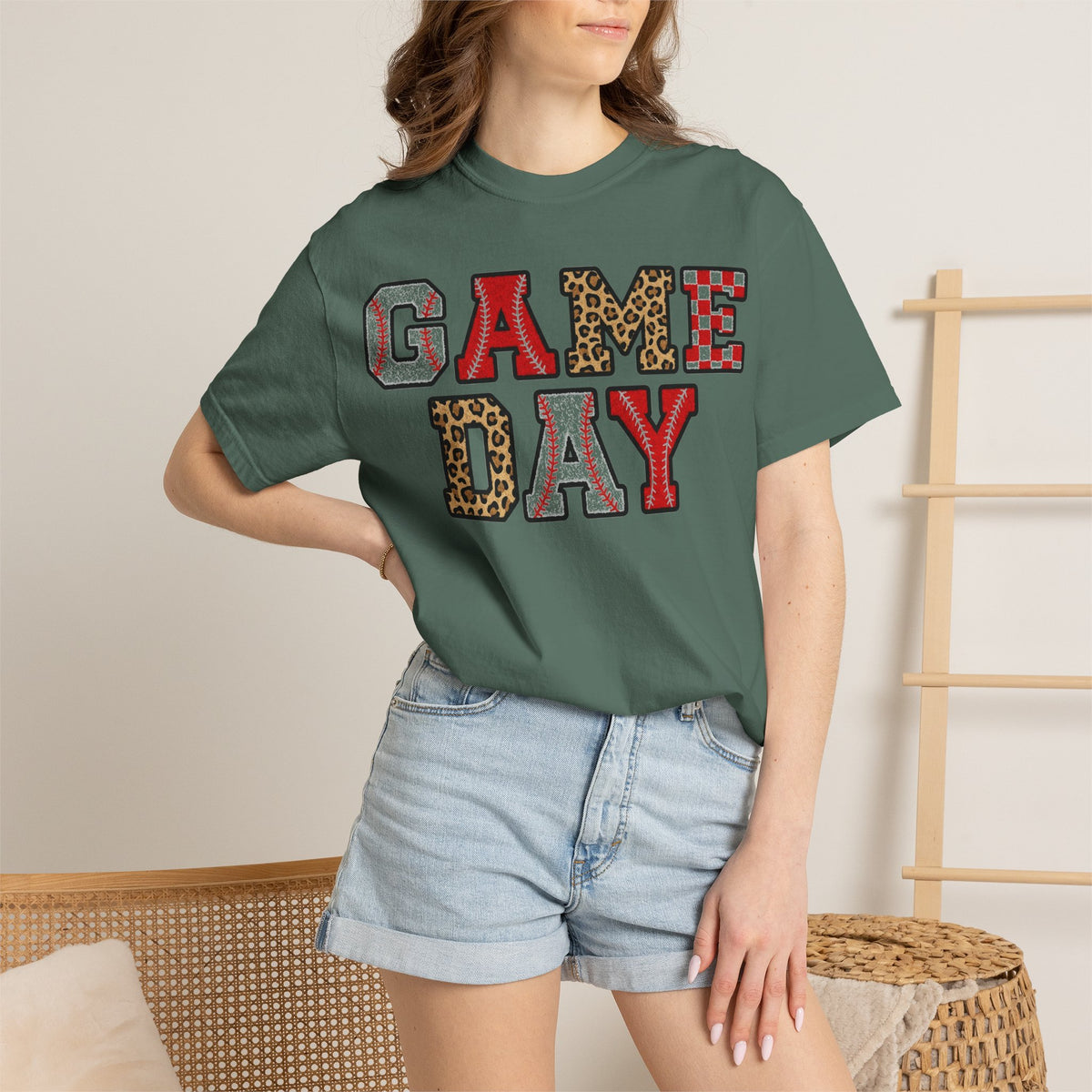 Game Day Varsity Patch Shirt, Baseball Leopard Letter Tee, Sports Mom Shirt, Baseball Mom Gift