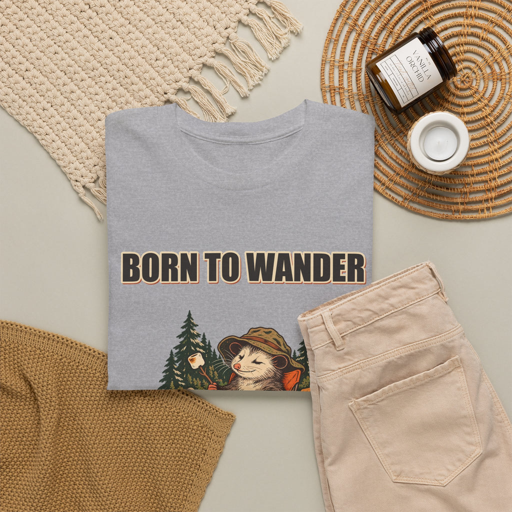 Born to Wander, Packed to Snack – Camping Opossum T-Shirt