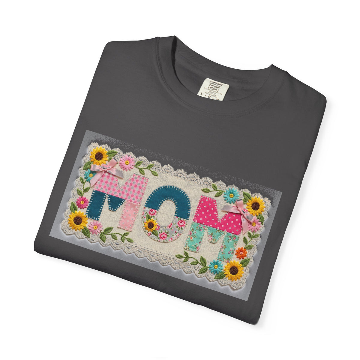 Mom Floral Applique Shirt, Faux Embroidery Sunflower MOM Tee, Mothers Day Shirt, Mom Gift