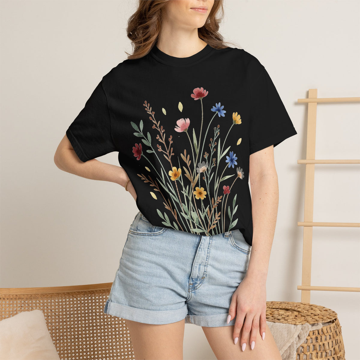 Watercolor Wildflower Bouquet Shirt, Painted Meadow Flowers Tee, Cottagecore Botanical Shirt, Garden Lover Gift